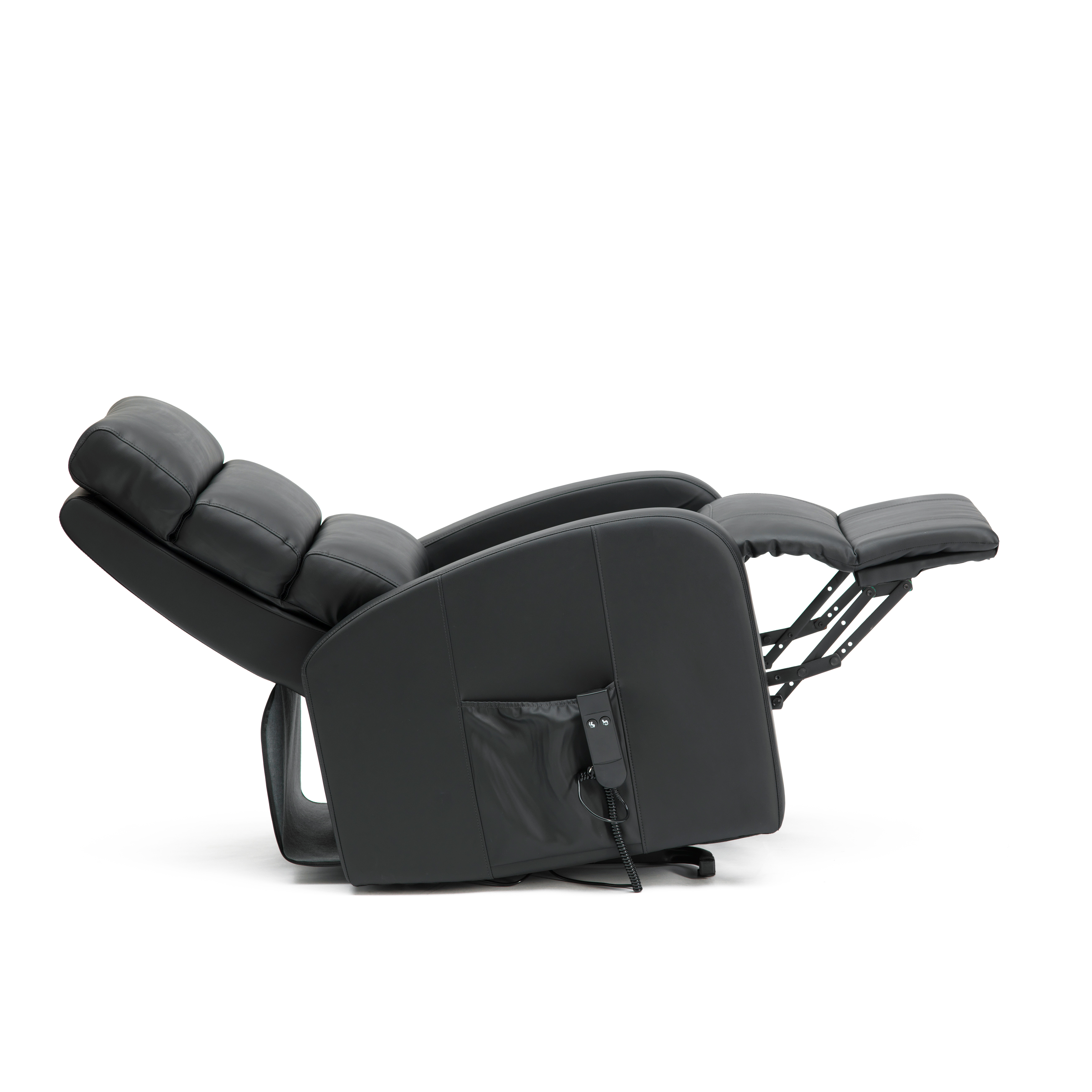 Three Tier Back PU Single Motor Riser Recliner in Black